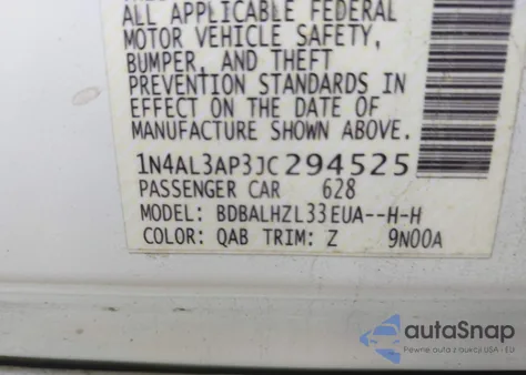 2018 Nissan Altima 2.5 Sr z USA, uszkodzony, nr VIN 1N4AL3AP3JC294525